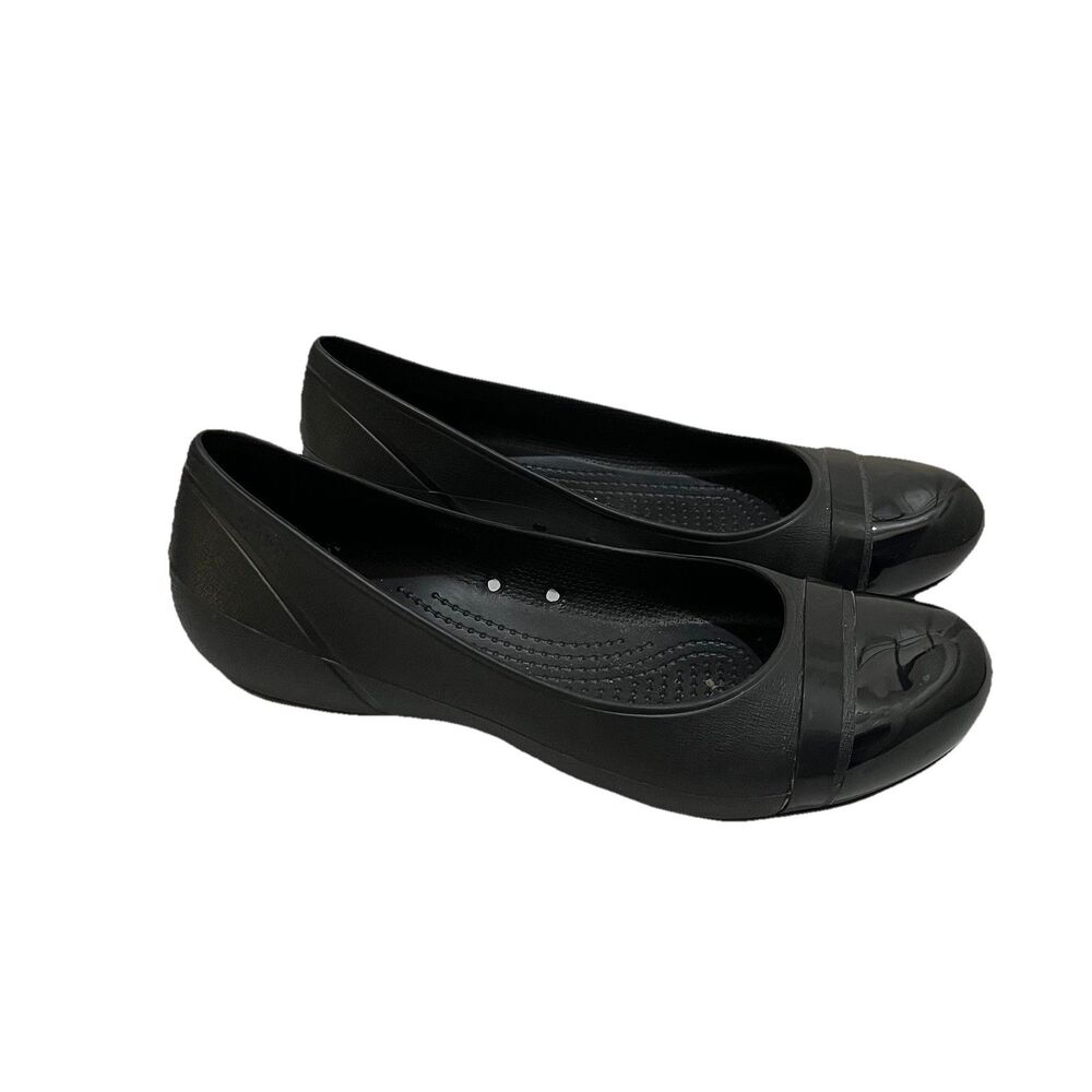 Crocs Gianna Alice Black cap Toe Ballet Flats Slip Ons Womens Size 8